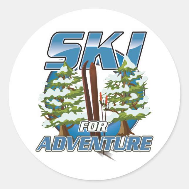 Sticker Rond Logo Ski pour voyage aventure (Devant)