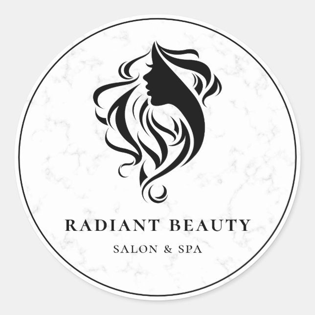Sticker Rond Logo Spa du salon de coiffure moderne en marbre (Devant)
