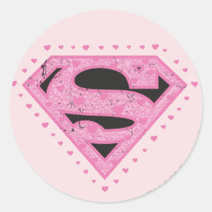 Sticker Rond Logo super-fille en uniforme noir et rose