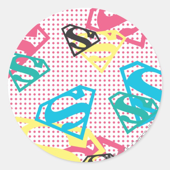 Sticker Rond Logo Supergirl Motif & Pois (Devant)