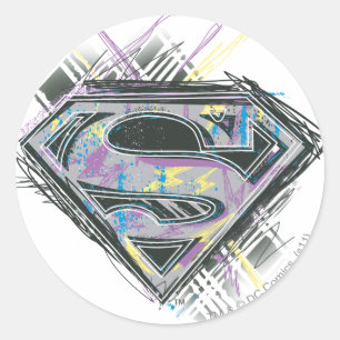 Sticker Rond Logo Supergirl Scribbles