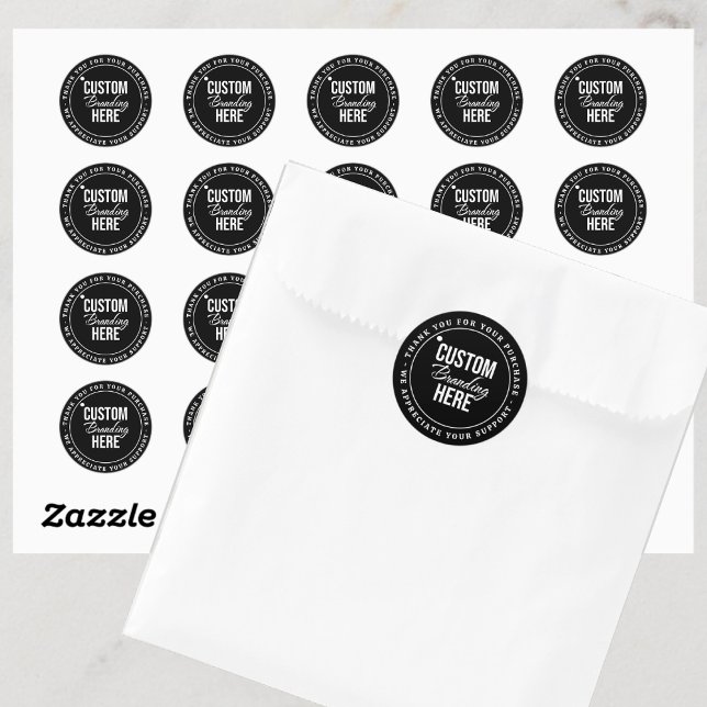 Sticker Rond Logo sur mesure Merci Black Small Business (logo thank you sticker)