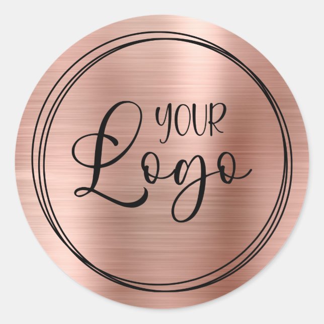Sticker Rond Logo sur trois anneaux noirs avec Rose Gold Foil (Devant)