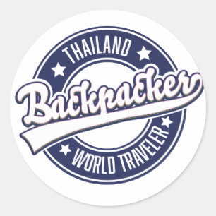 Sticker Rond logo Thailand Backpacker World Traveler
