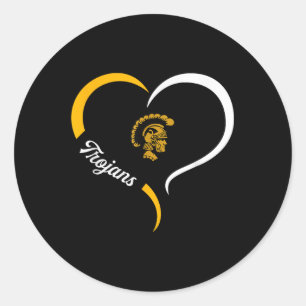 Sticker Rond Logo Trojans Carrollton Demi-Coeur Slogan Hs