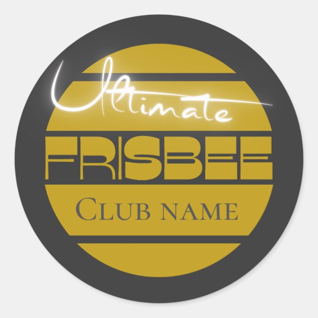 Sticker Rond Logo Ultimate Frisbee en jaune (Devant)