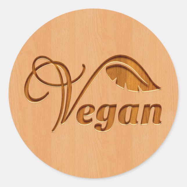 Sticker Rond Logo végétal sculpté en bois (Devant)