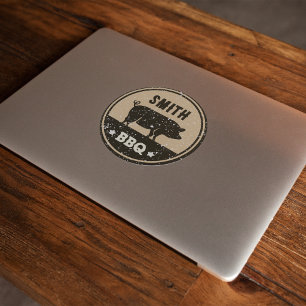 Sticker Rond Logo vintage BBQ Black Tan Pig Perdu
