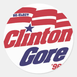Sticker Rond Logo vintage Clinton/Gore 1996 de campagne