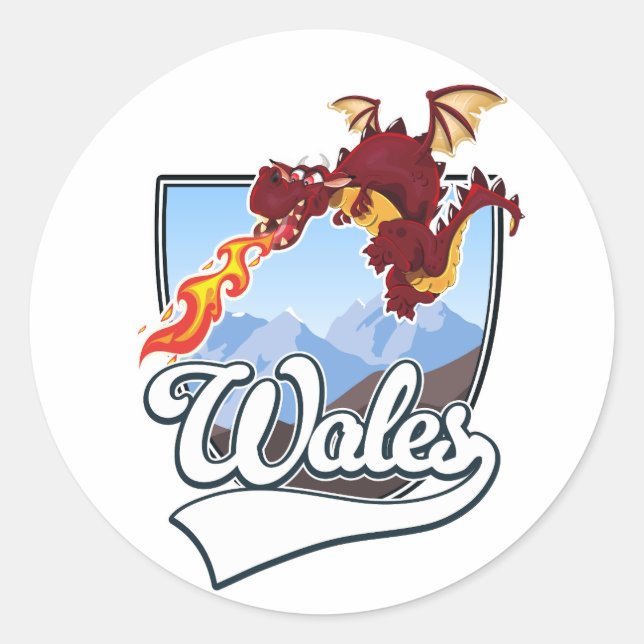 Sticker Rond logo Wales Dragon (Devant)
