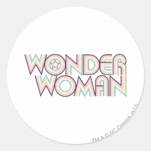 Sticker Rond Logo Wonder Woman Rainbow