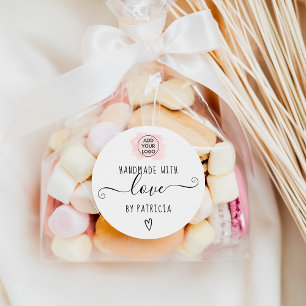 Sticker Rond Logotype d'amour artisanal rose pinceau