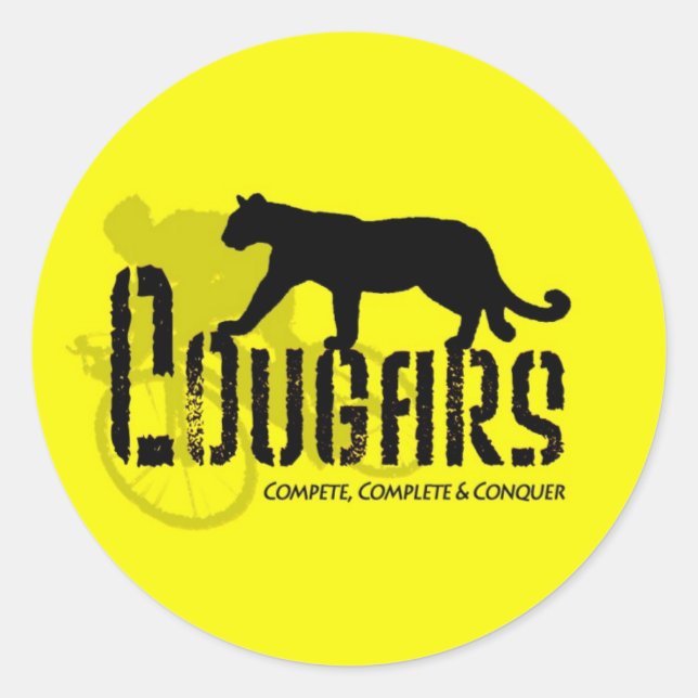 Sticker Rond logotype de cougar1a jaune (Devant)