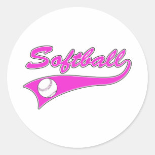 Sticker Rond logotype de texte de script softball rose
