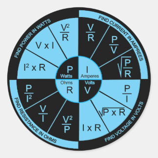 Sticker Rond Loi d'Ohm - Noir et Bleu