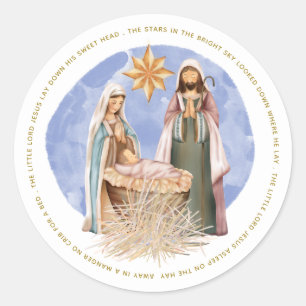 Sticker Rond Loin Dans Les Paroles De Manger Nativité Or Texte