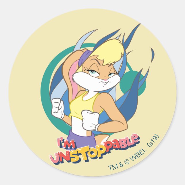 Sticker Rond Lola Bunny "Je ne peux pas arrêter" (Devant)
