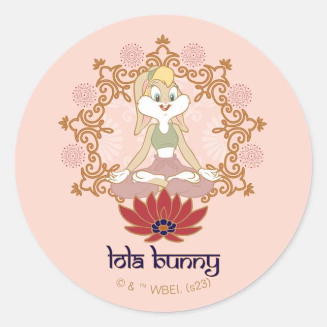 Sticker Rond Lola Bunny Yoga Lotus Pose (Devant)