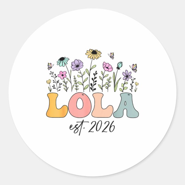 Sticker Rond Lola Est. 2026 Wildflower Promoted To Lola  (Devant)