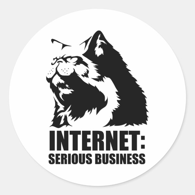 Sticker Rond lolcat internet est une affaire sérieuse (Devant)