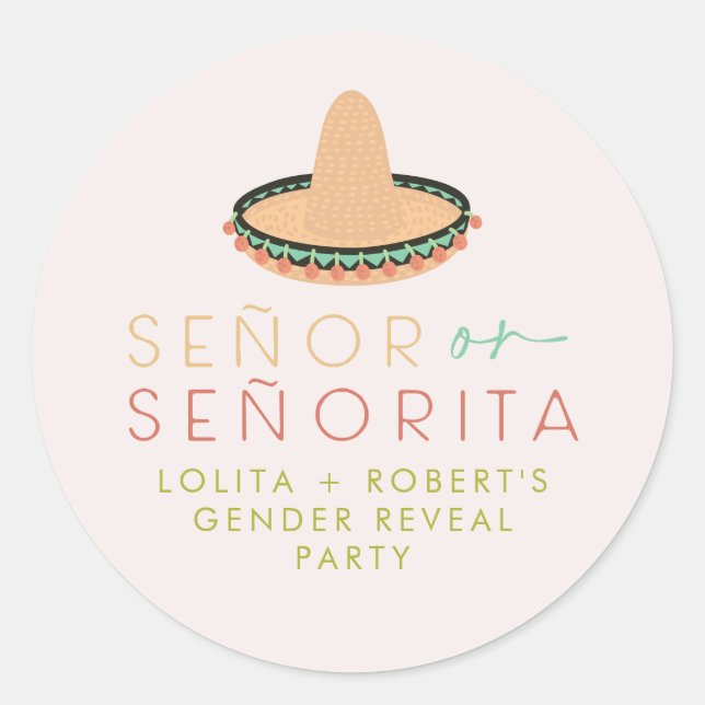 Sticker Rond LOLITA Señor ou Señorita Fiesta Révélation de genr (Devant)