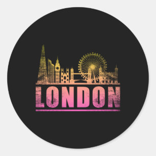 Sticker Rond London England City Skyline Cityscape Funny Cadeau
