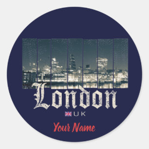 Sticker Rond Londres Uk Skyline United Kingdom England vintage