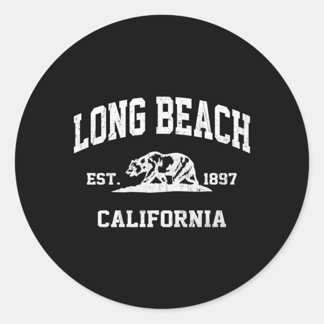 Sticker Rond Long Beach California Ca State Style sportif (Devant)