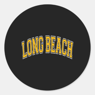 Sticker Rond Long Beach California Ca Varsity Style Amber Texte
