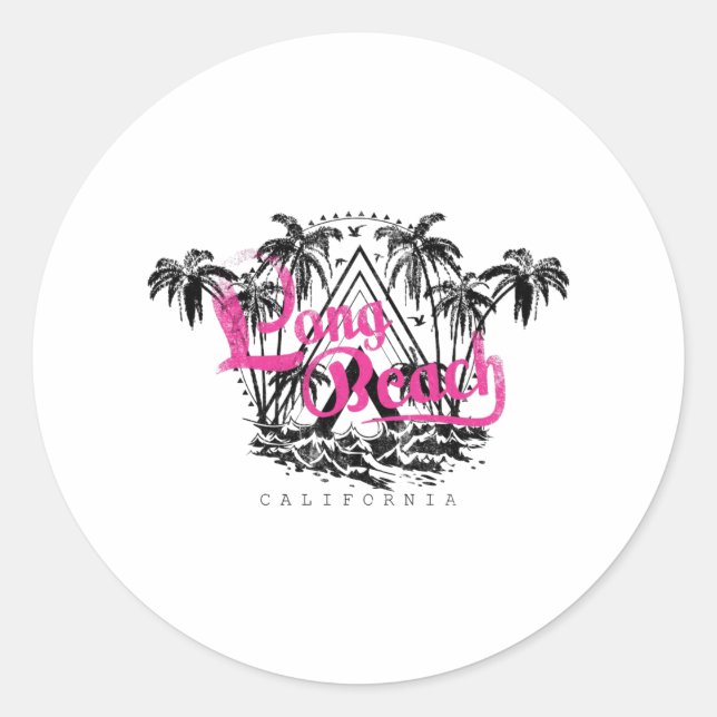 Sticker Rond Long Beach Californie CA US Coast (Devant)