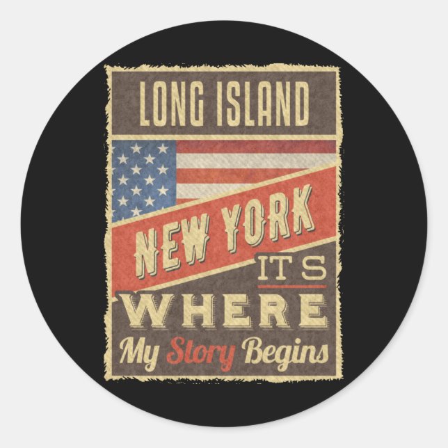 Sticker Rond Long Island New York (Devant)