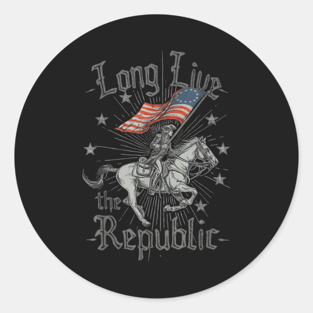 Sticker Rond Long Live The Republic Us  (Devant)