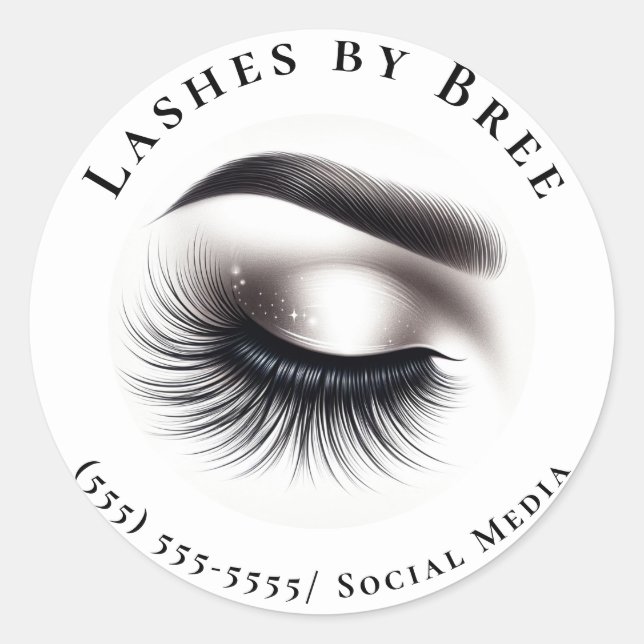 Sticker Rond Longue Black Wispy Eyelashes Lash Extensions Beaut (Devant)