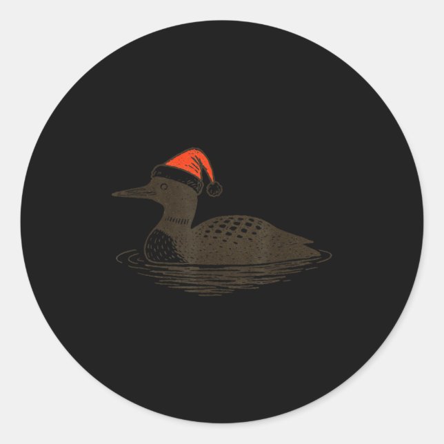 Sticker Rond Loon Lover Santa Hat Christmas Bird Watching Xmas  (Devant)