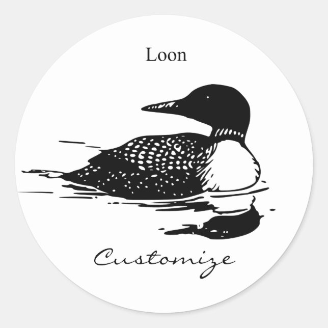 Sticker Rond Loon Swimming Bird Art Thunder_Cove (Devant)