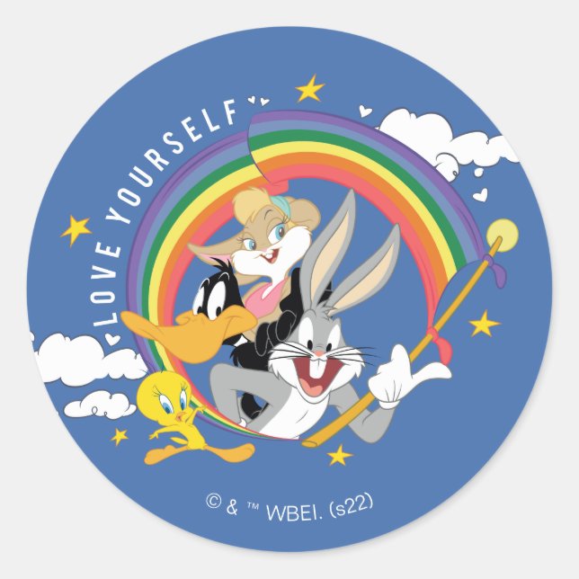 Sticker Rond LOONEY TUNES™ - Love Yourself Pride Badge (Devant)