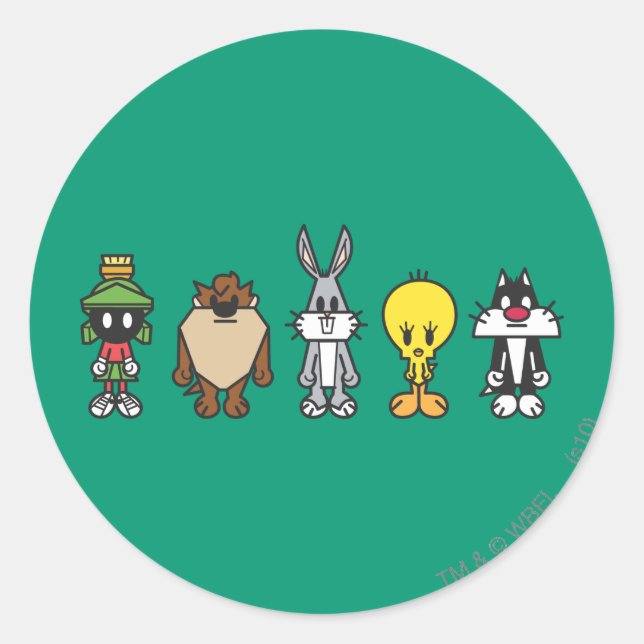Sticker Rond LOONEY TUNES™ - Photo de groupe Op (Devant)