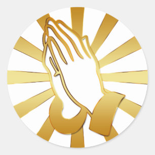 STICKER ROND L'OR ET LE BLANC PRIER LES MAINS