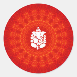 Sticker Rond Lord Ganesha sur Mandala