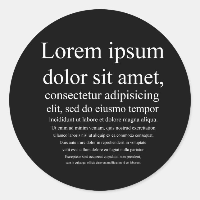 Sticker Rond Lorem Ipsum (Devant)
