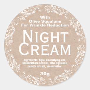 Sticker Rond Lotion Hydratante Crème Nocturne Kraft
