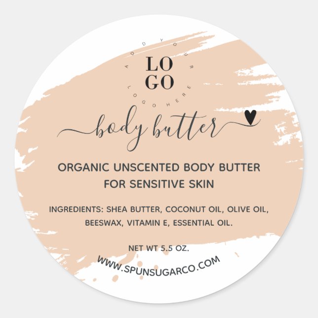 Sticker Rond Lotion minimaliste de Beurre corporel artisanal mo (Devant)