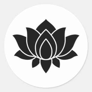 Sticker Rond Lotus Black Blooming Symbole Fleur Classic Round S