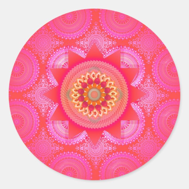 Sticker Rond Lotus Bloom PInk Mandala (Devant)