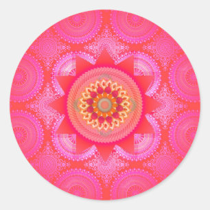 Sticker Rond Lotus Bloom PInk Mandala