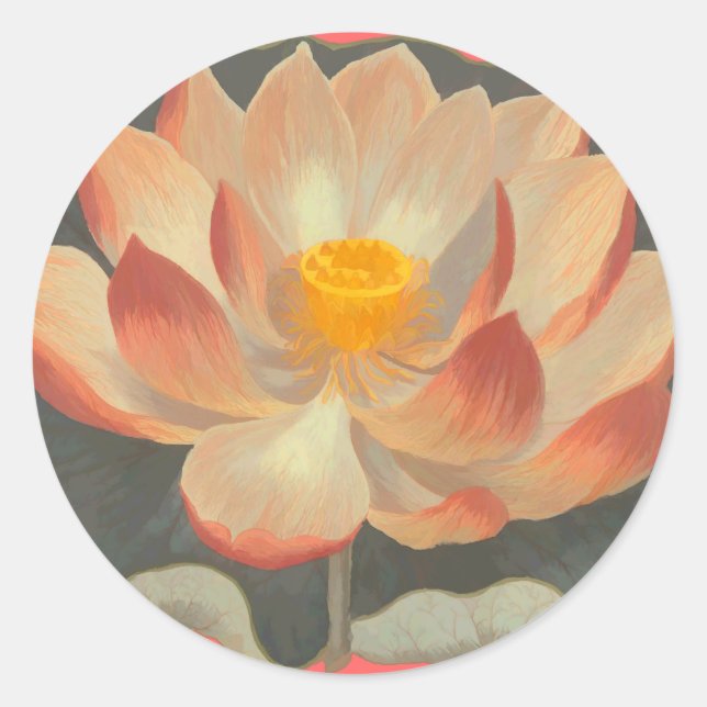 Sticker Rond Lotus Blossom, Lilypad, Symbole bouddhiste de la L (Devant)