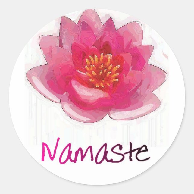Sticker Rond Lotus Fleur "Namaste" Cadeaux de Yoga (Devant)