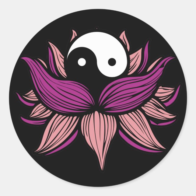 Sticker Rond Lotus Flower et Yin Yang (Devant)