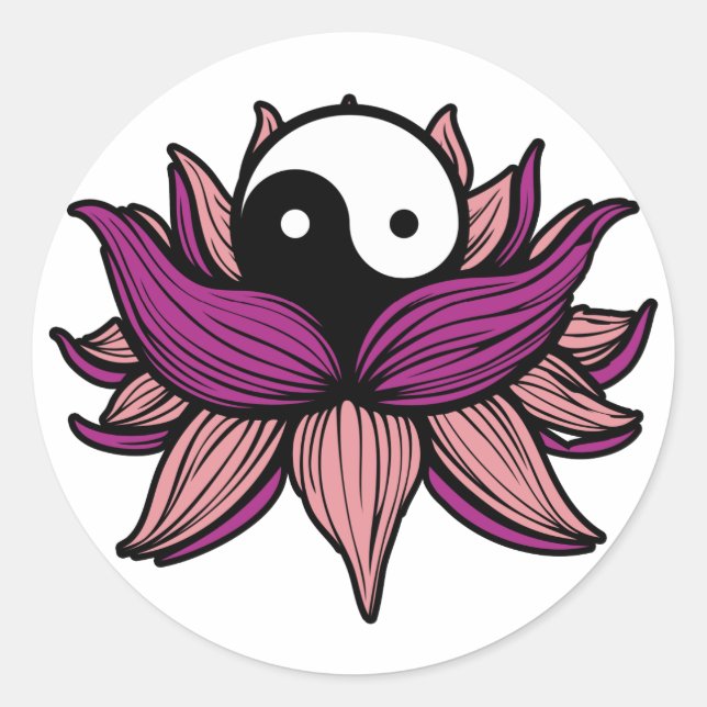 Sticker Rond Lotus Flower et Yin Yang (Devant)