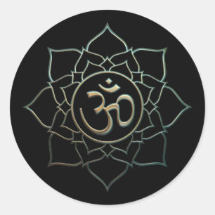 Sticker Rond Lotus Flower Om